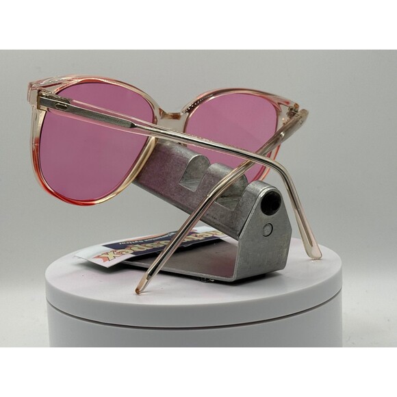 Vintage Oversize Sunglasses NOS Preppy Bright Rose Lens Clear & Red Frame 80-90s - Picture 8 of 10